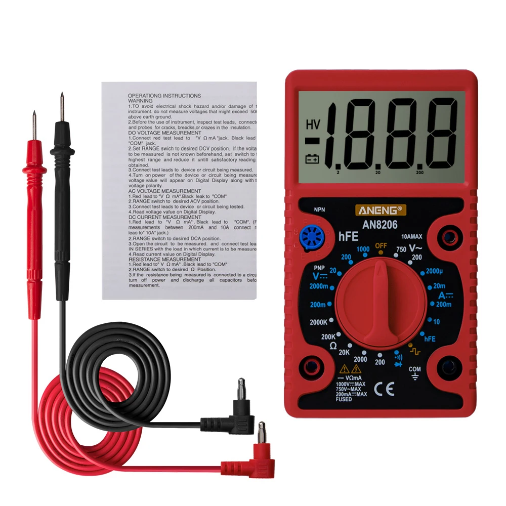 

Handheld Digital Multimeter, Portable Ammeter, Voltmeter, Frequency, Ncv's Electrician Tools, Home Circuit