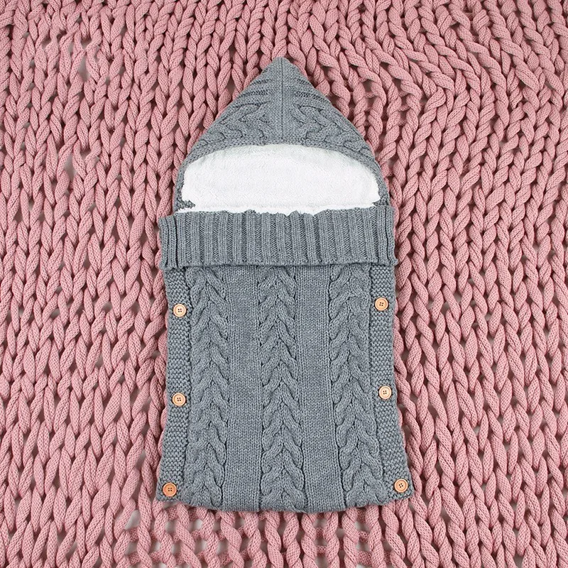 

Autumn Envelope for Newborn Baby Sleeping Bags Winter Warm Infant Stroller Sleep Sack Cable Knitted Toddler Outdoor Swaddle Wrap