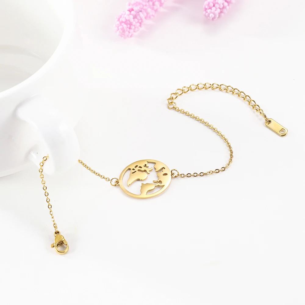 COOLTIME земли небольшой талисман карта браслет из розового золота Цвет нержавеющей