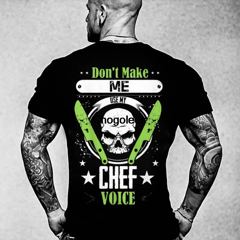 Футболка шеф-повара печать черепа и ножа кухонная футболка |