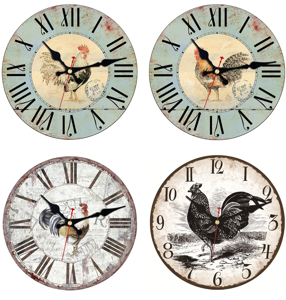 Часы петухи для кухни круглые настенные деревянные часы современные деревенские