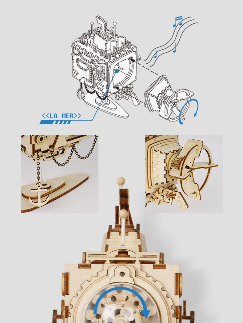 Сделай Сам собранная музыкальная шкатулка 3d Трехмерная головоломка деревянная игрушка креативная космическая Серия Модель Механическая Подарочная музыкальная шкатулка