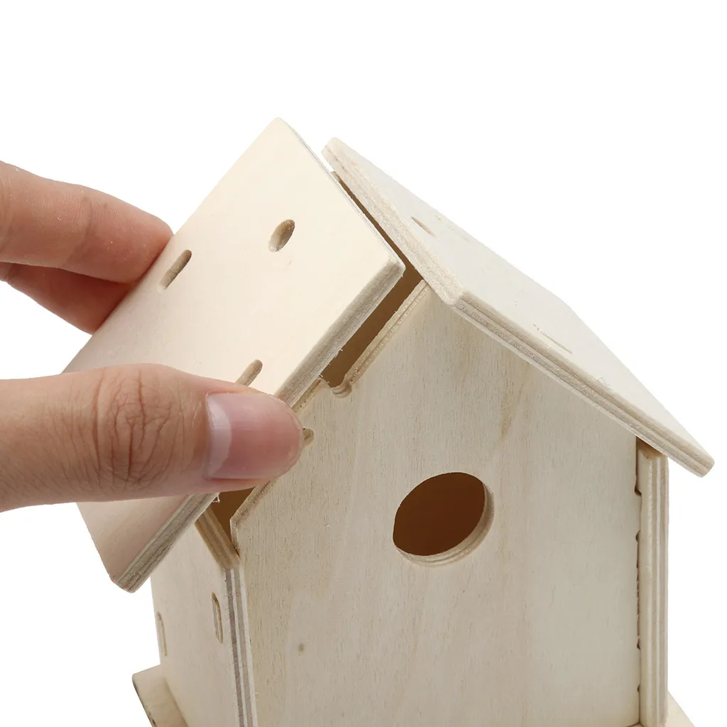 Деревянная кормушка для птиц подвесная украшения сада Шестигранная форма с