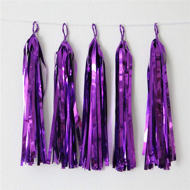 purple foil 1 комплект, подходит для свадьбы свадебные День рождения Декор, бежевого и розового цвета; Цвет: розовый, золотистый; тканей Бумага DIY Кисточка Комплект гирлянды Бумага рукоделия - Цвет: purple foil
