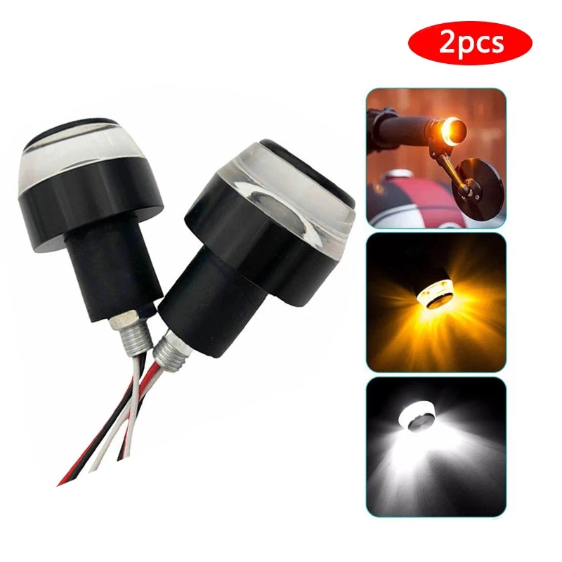 

12V CNC Turn Signals Motorcycle LED Handle Bar End Blinker for 22mm Handlebar Signal Light Flashing for Handle Bar
