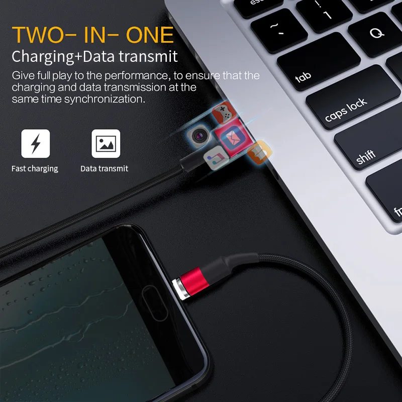 Магнитный кабель GARAS Micro USB/ Type C магнитный для быстрой зарядки 3 в 1 мобильный