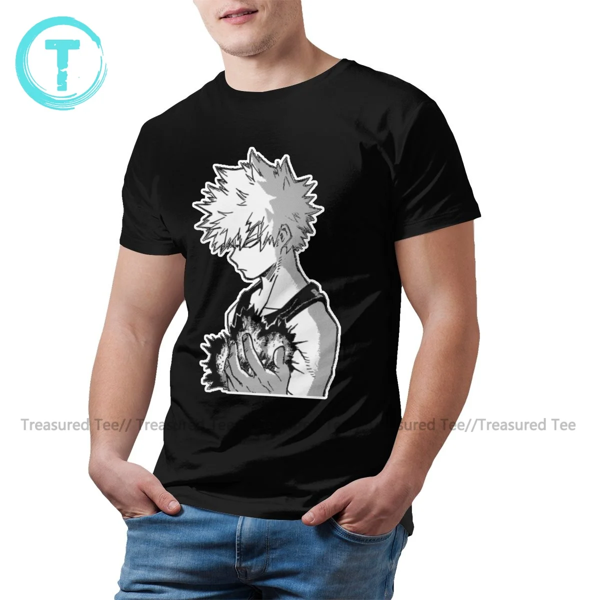 

Bakugou T Shirt Man Funny Cotton Print Tee Shirt Short Sleeves Streetwear Tshirt 4XL