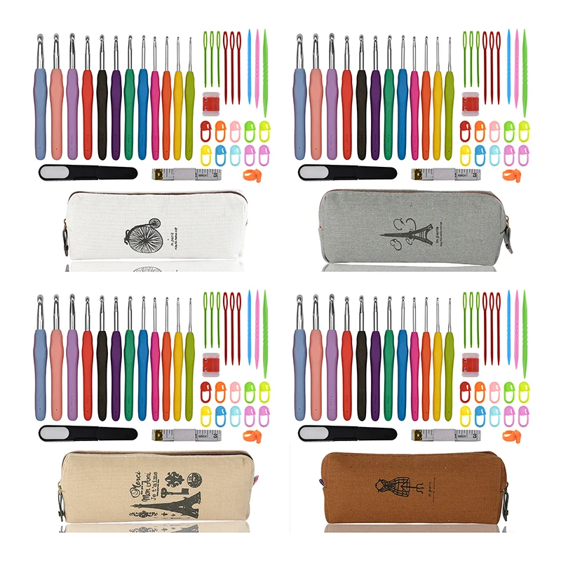 Новый набор из 35 штук крючков для вязания крючком швейные инструменты ножниц