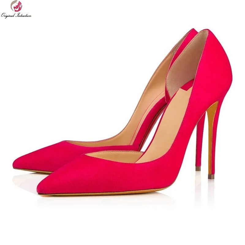 

Туфли-лодочки женские на высоком каблуке, пикантные модные туфли для офивечерние дьбы, заостренный носок, высокий каблук, красные, большие р...
