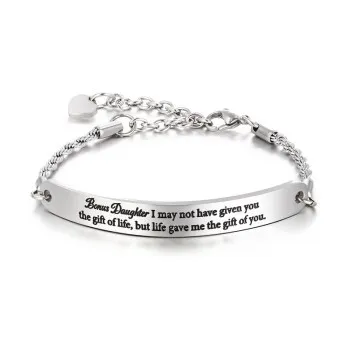 

2021 Couple Bracelet Lettering Bracelet Curved Piece Bracelet Engraved Daughter Daughter Crown Titanium Steel Bracelet B1367
