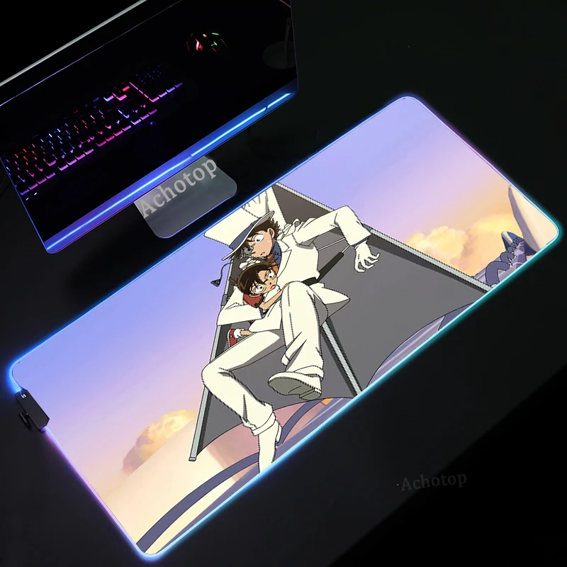 

Detective Conan Case xl RGB Large Mousepad Mouse Mat Anime Computer Gamer Mouse Pad Keyboard Mice gaming accessories desktop mat