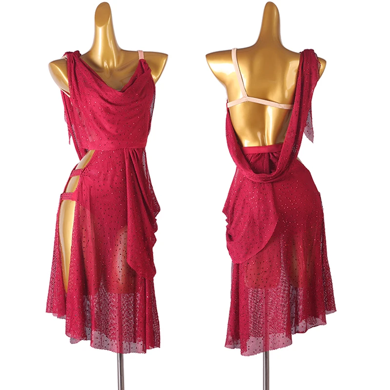 

High-end Custom Latin Dance Dress Female Sense Diamond Backless Chacha Tango Adult Elegant Stage Professional Performance