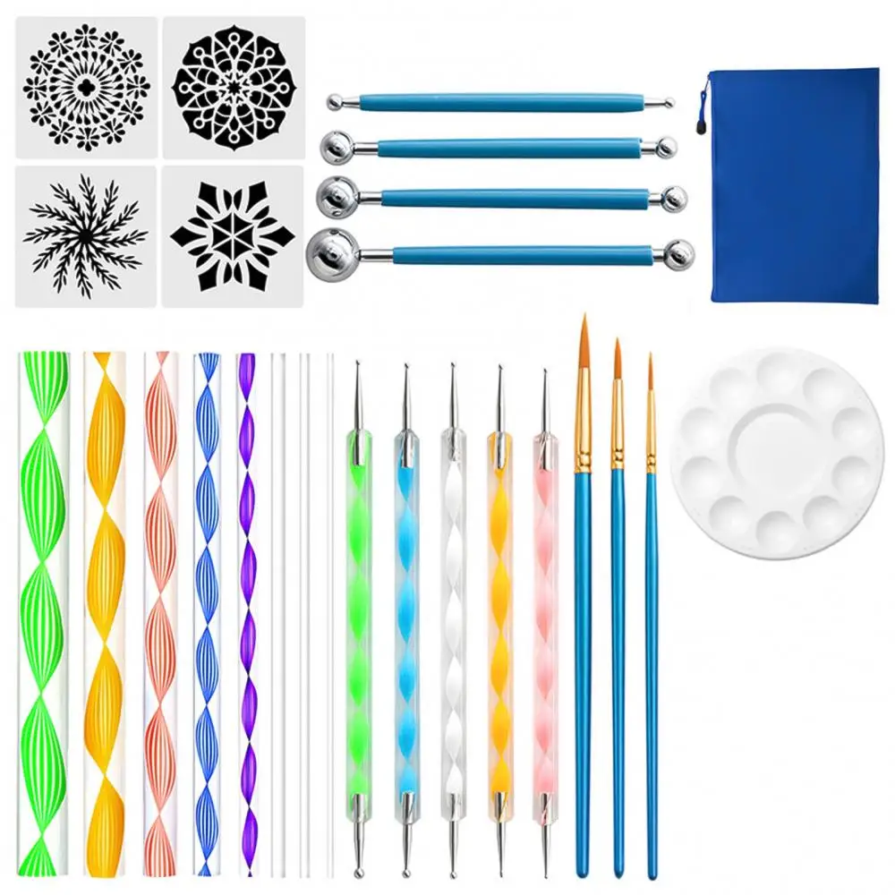 

Hot Sales 25Pcs/Set Mandala Stencil Pen Dotting Painting Tool Ball Stylus Drawing Art Kit