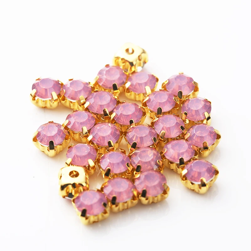 RESEN 6 мм Смешанные фантазийные опаловые цвета смолы пришивные стразы с золотым