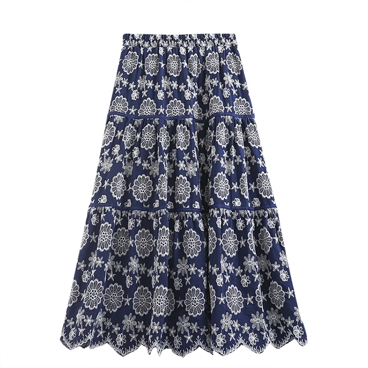 

Женская юбка с высокой талией, изысканная вязаная юбка с вышивкой, весна-осень 2021