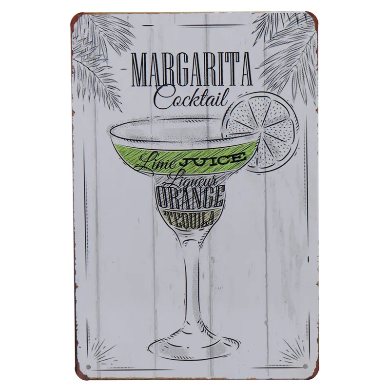 K 30X20 см Коктейль Lounge Маргарита Ретро оловянные вывески Бар знак Mojito Железный плакат доска Металл Винтаж Декор гаража H33 - Цвет: K