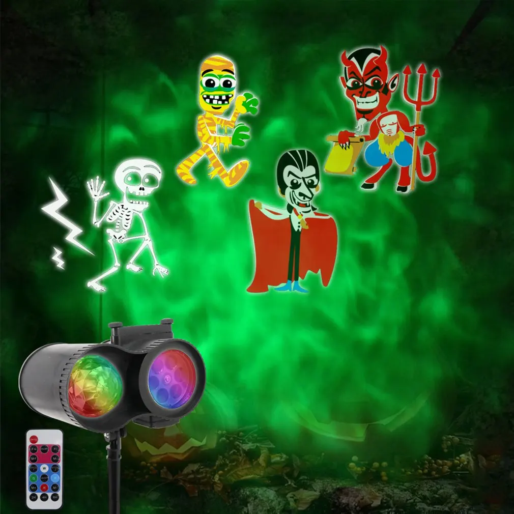 Портативный светильник для проектора на Рождество Хэллоуин двойная трубка