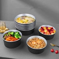 10 sets high quality disposable aluminum foil paper bowl thick lunch box round tin salad fruit takeaway packaging box with lid