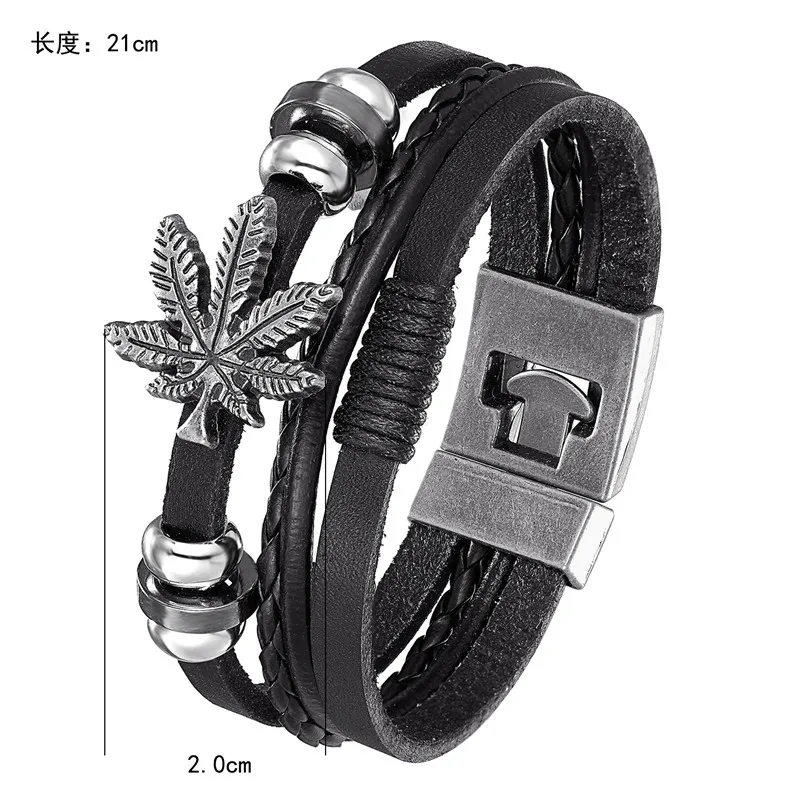 Новый стиль 2020 кожаный браслет на удачу в стиле ретро мужской многослойный