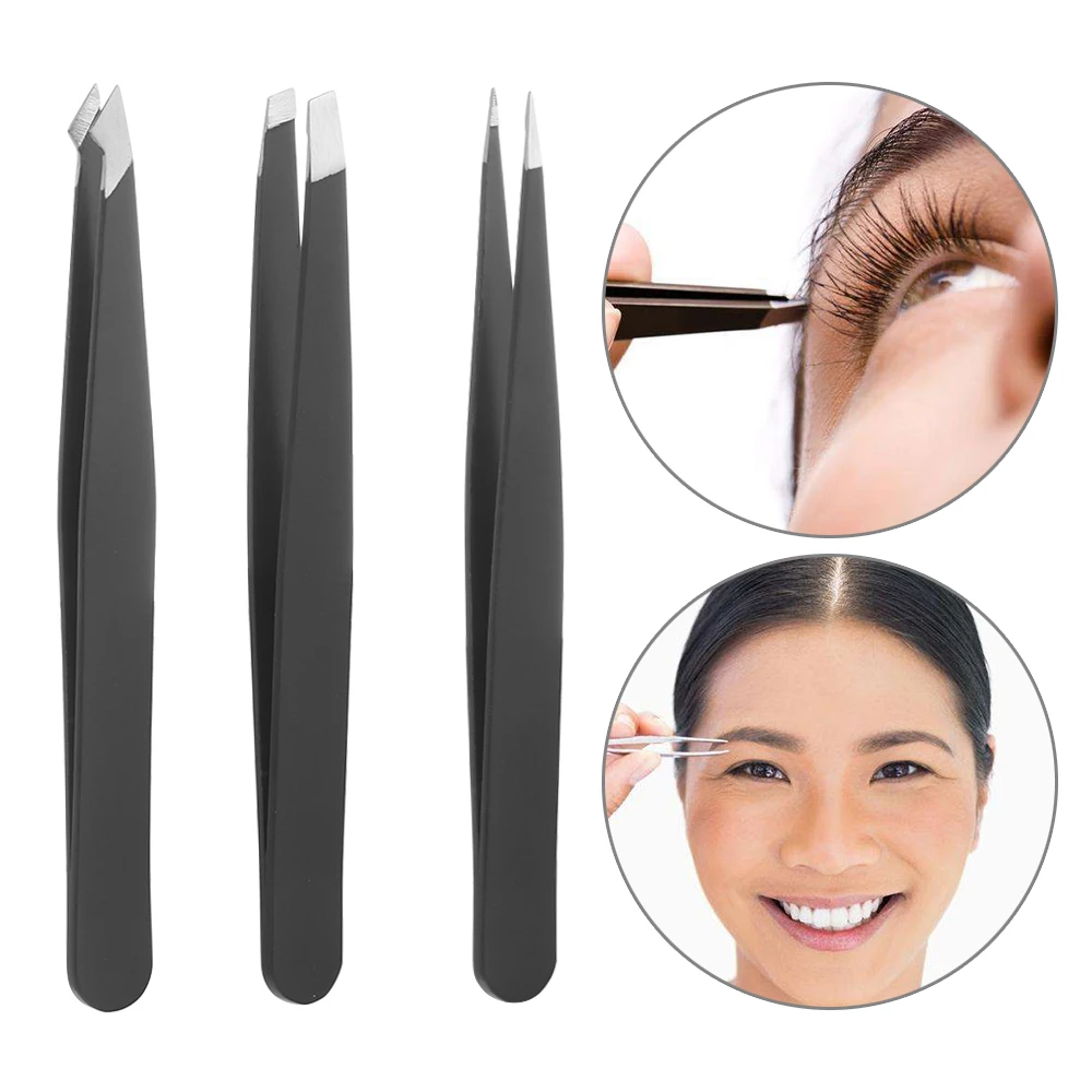 Пинцет для бровей с плоским наконечником из нержавеющей стали 3 шт./компл.|Пинцеты