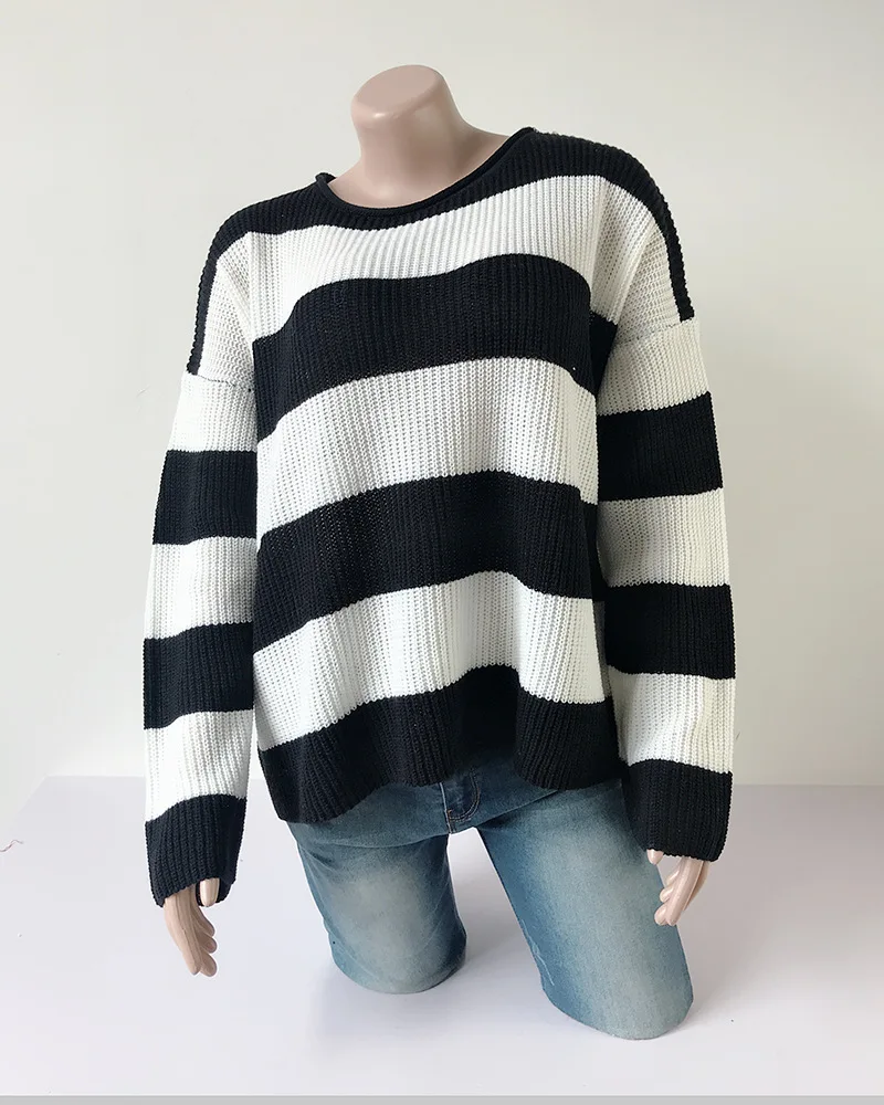 Осенне-зимняя одежда для женщин большой пуловер свитер с длинными рукавами топы