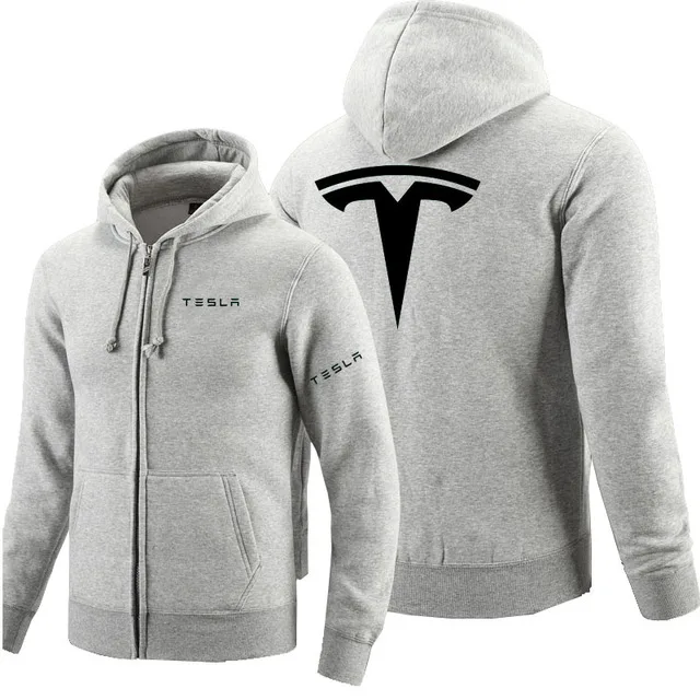 

Autumn Fashion Tesla Logo Zipper Sweatshirt Men Zipper Hoodies Autumn Hoodie Winter Long Fashion Casual Clothes