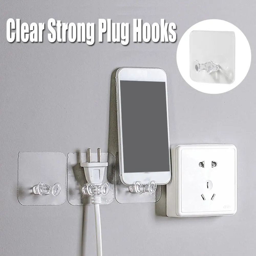 Крючки самоклеящиеся прозрачные прочные 10 шт. полезные плотные пластиковые для