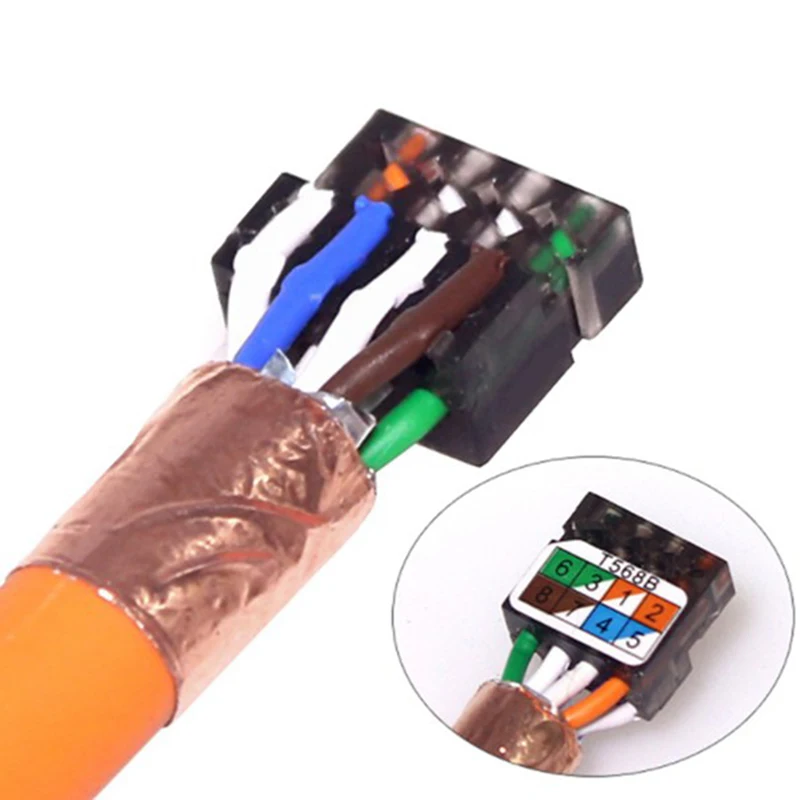

RJ45 Full Shielded Zinc-Alloy Field Plug 90 Degree Angled Cat.6A STP Field Termination Connector Toolless Type