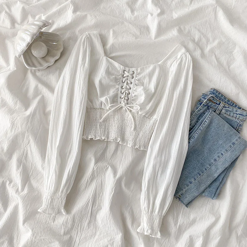 

Spring and autumn new women's Korean style loose white shirt women