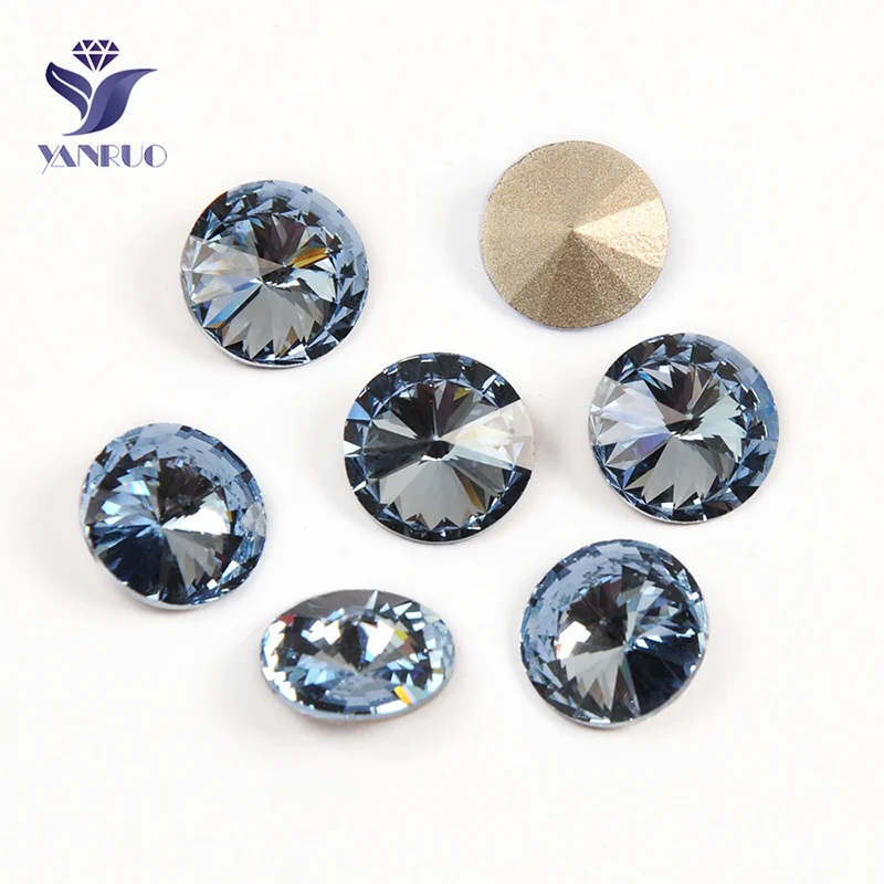 Light Sapphrie Yanruo 1122 стакан Rivoli пришить хрустальные бусины элементы оптом золотые стразы с Стразы остроконечной формы для камнями и стразами - Цвет: Light Sapphrie