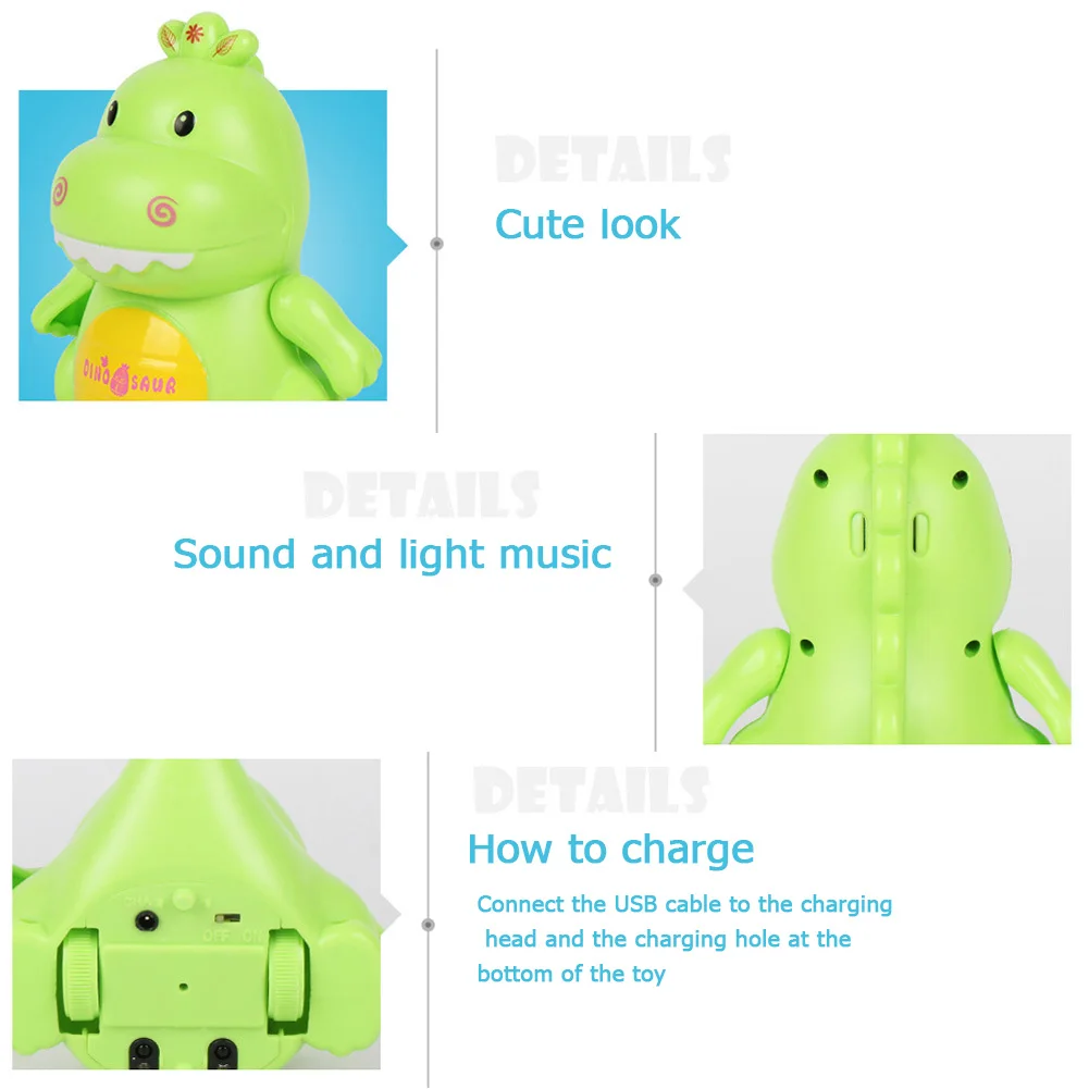 

USB Charging Cute Dinosaur Induction Toys Music Drawing Line Novelty Funny Glowing Music Drawin Pen Early Education Plastic Toy