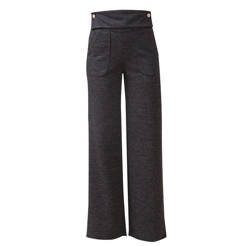 Женские шерстяные брюки с широкими штанинами высокой талией большие размеры |