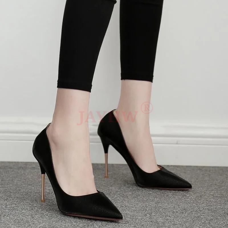 

JAYHW черные высокие каблуки из искусственной кожи 2022 Новые поступления женские сексуальные темпераментные туфли на шпильках с острым высоки...