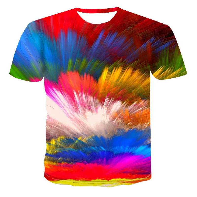 

New 3D printed summer men's T-shirt casual short sleeves tie-dye T-shirt fashion inkjet senior color T-shirt boys and teenagers