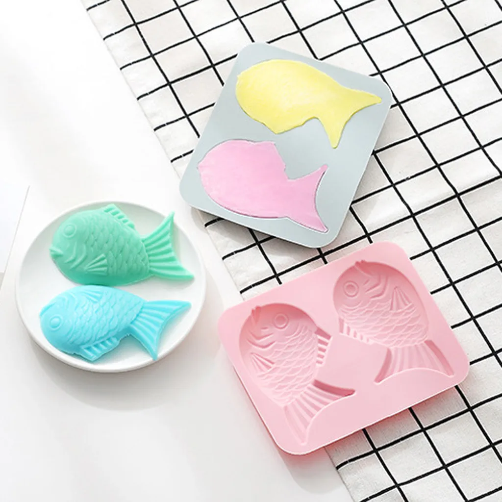 В форме рыбы силиконовый пресс формы для рукоделия 3d милые шоколада мыла выпечки