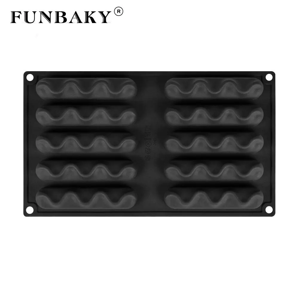 Силиконовая форма для торта FUNBAKY 10 ячеек овальной волны |