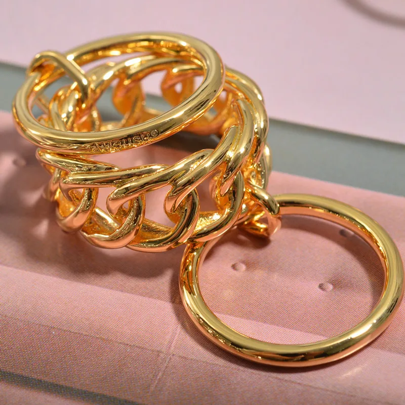 

Ambush Ring Unique New Lock Chain Three-Ring 925 Rings Men Women Japan and South Korea European American INS Trend Jewelry