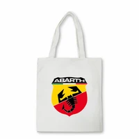 brand abarth canvas shopper bag print cotton cloth shoulder bag eco handbag tote reusable shoppers customized logo