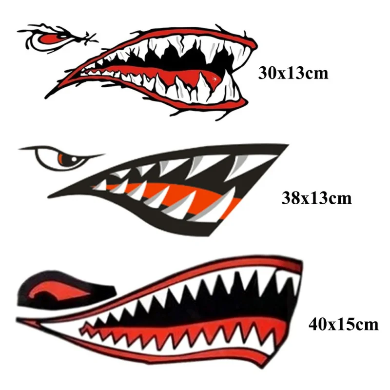 2pcs Car Stickers 3D Shark Teeth Mouth Funny Decal Car-covers Kayak Canoe Dinghy Boat Waterproof Decoration Tools | Спорт и
