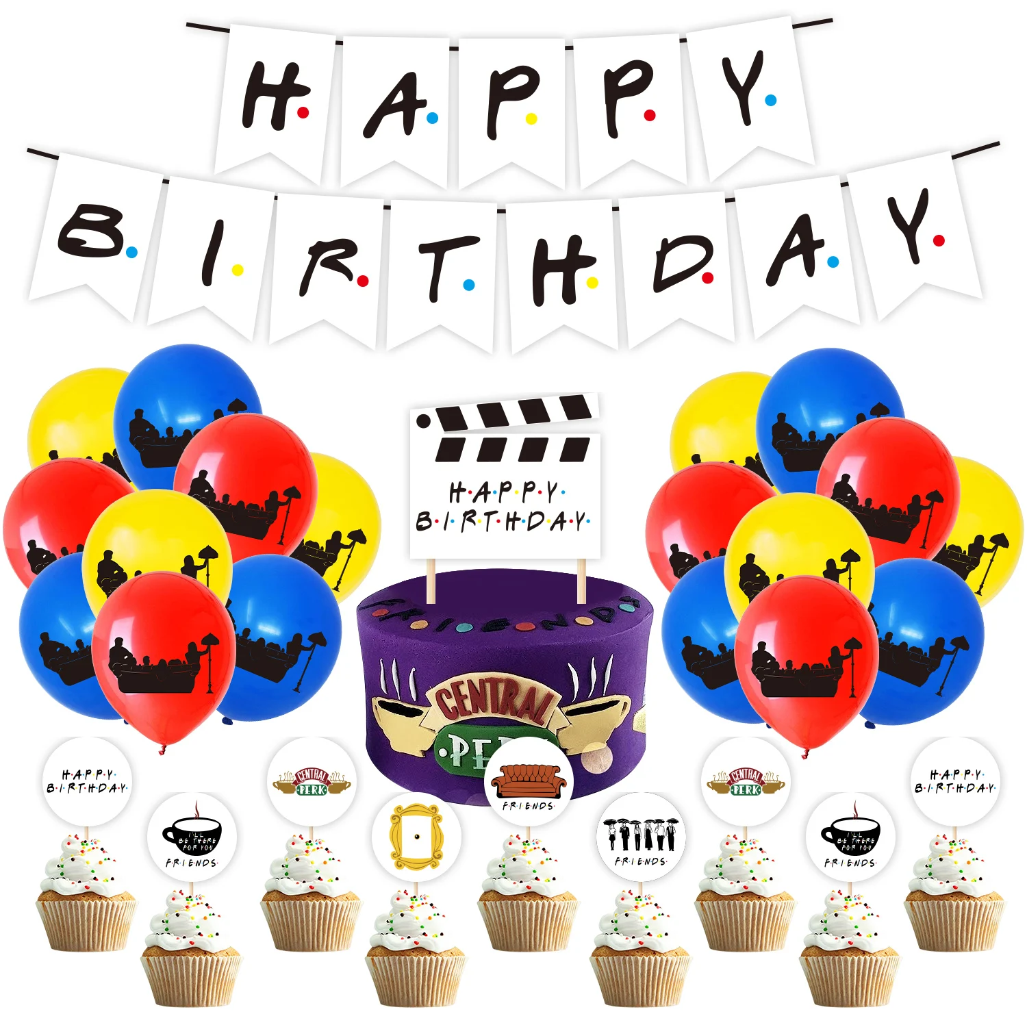 80s/90s viejos amigos decoraciones de fiesta tem&aacute;ticas blanco Banner Streamer 44 Uds ni&ntilde;os fiesta globo pastel de Decoraci&oacute;n de cumplea&ntilde;os de amigo-0