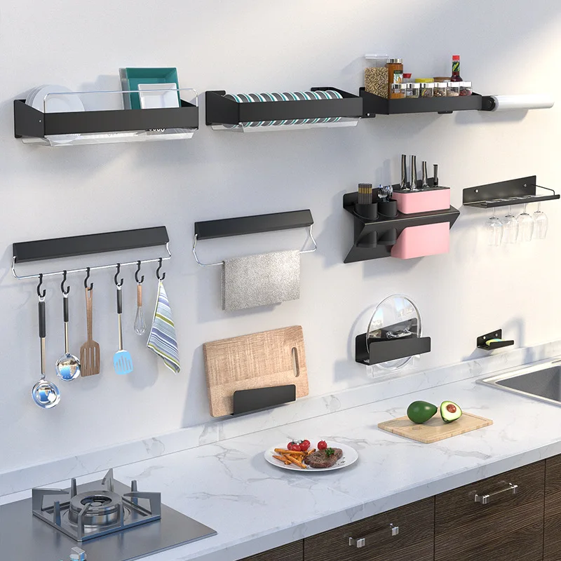 Новый настенный кухонный стеллаж из нержавеющей стали черного цвета для сушки