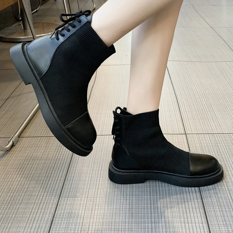 Женские ботинки из искусственной кожи Однотонные замшевые на квадратном каблуке