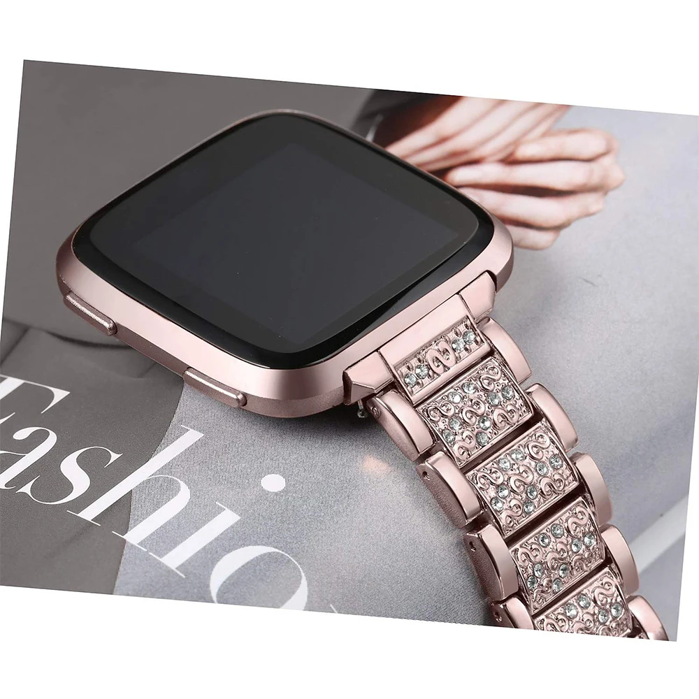Блестящий браслет с бриллиантами для Fitbit Versa ремешок из нержавеющей стали