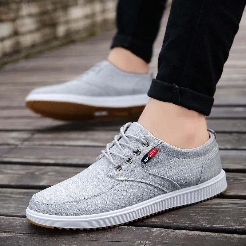 Фото Casual men shoes summer non-slip breathable canvas lace-up sneakers tenis masculino adulto sport Обувь Casual men shoes summer non-slip breathable canvas lace-up sneakers tenis masculino adulto sport Обувь