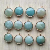 natural amazonite stone pendants 16mm connector charms for bracelets jewelry making 12pcslot wholesale free shipping
