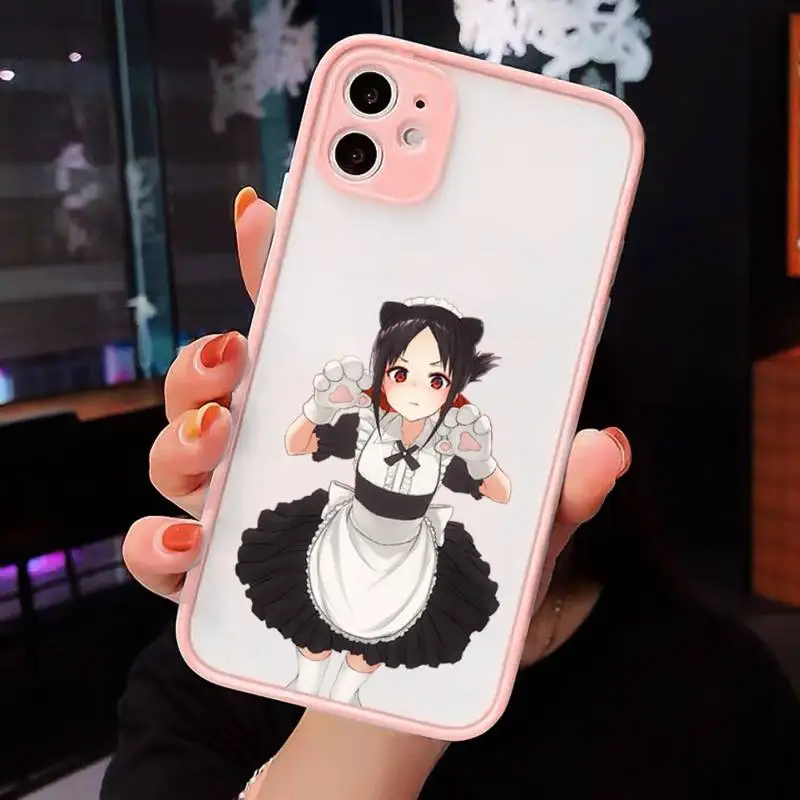 

Anime Kaguya Sama Lk Phone Case For iPhone 12 11 Mini Pro XR XS Max 7 8 Plus X Matte transparent Pink Back Cover
