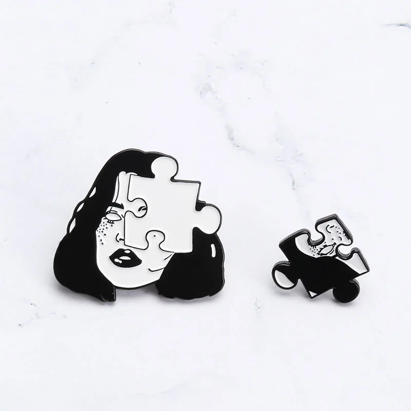 Женская эмалированная брошь в форме пазла буквы головоломка броши значки сумки