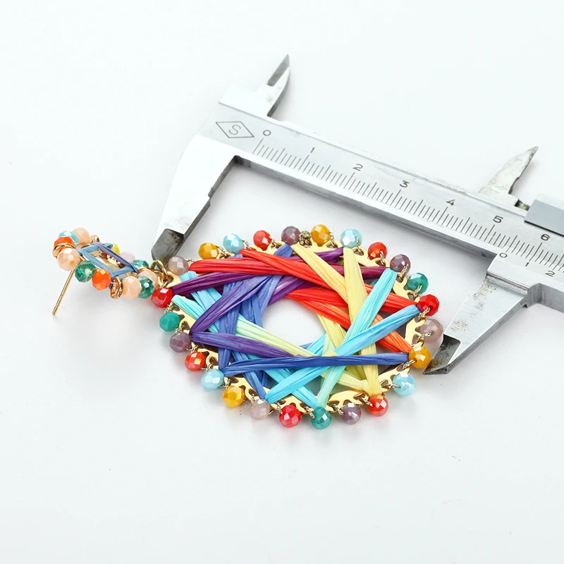 

Bohemian drop earrings for women beads big drop earrings Cloth weaving beach holiday earrings Accessories jewelry summer