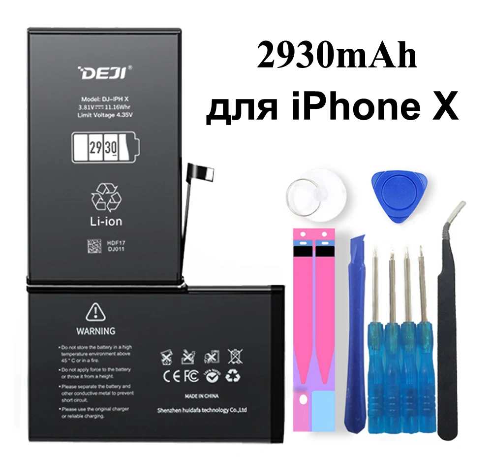 Deji Аккумулятор для Apple iPhone X 8 Plus 6 8P iPhoneX iPhone6 iPhone8P 2200mAh-3060mAh сменный литий-полимерный батарея+ бесплатный инструмент For Apple iPhone X 8Plus 6 Мобильный телефон батарея