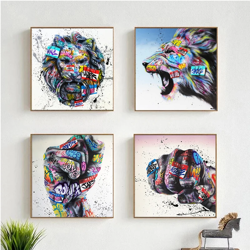 

Street Graffiti Art Pop Astronaut Hand Gamepad Girl Skull Poster and Prints Wall Art Canvas Painting Living Room Home Decoration